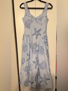 Light Blue Eyelet Starfish Midi Dress